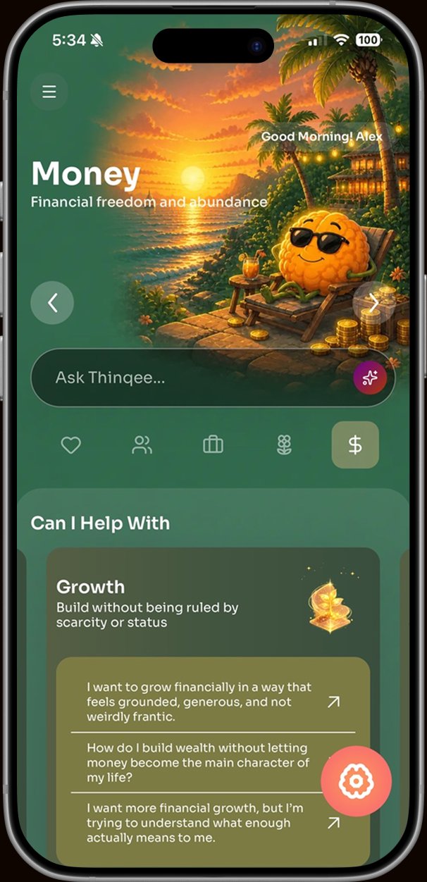 Money dimension in the Thinqee app